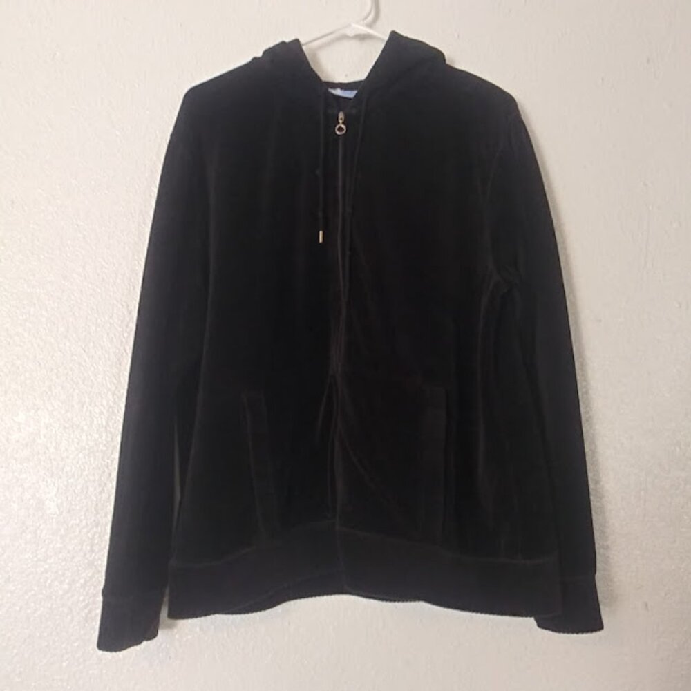 Pacer Women's size M black hooded velour jacket